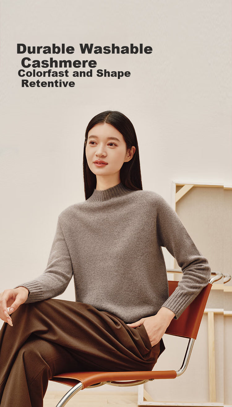 JD Jingzao Women's Cashmere Sweater High Neck 100% Cashmere Autumn Winter Thick Knit Vintage Red 2XL 7