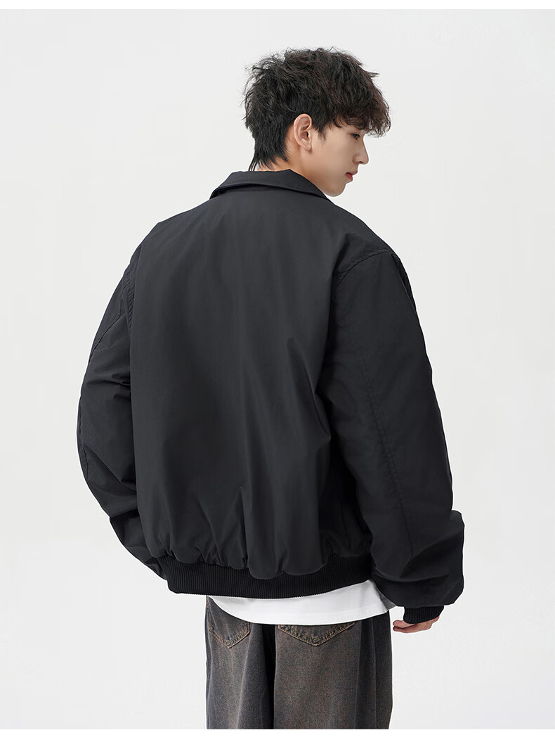 MMOPTOP Men's American Style Flight Jacket Autumn Winter Fashion Loose Casual Coat MJK10 Navy Blue 3XL 8