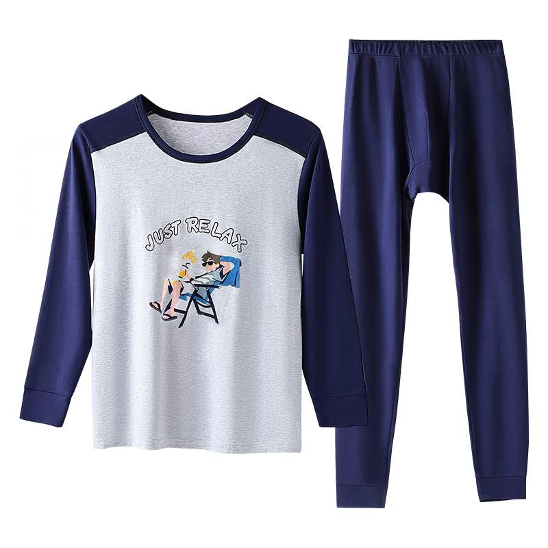 Yalu Youth Thermal Underwear Set Winter Pure Cotton Plus Size Kids Long Johns for Boys and Babies