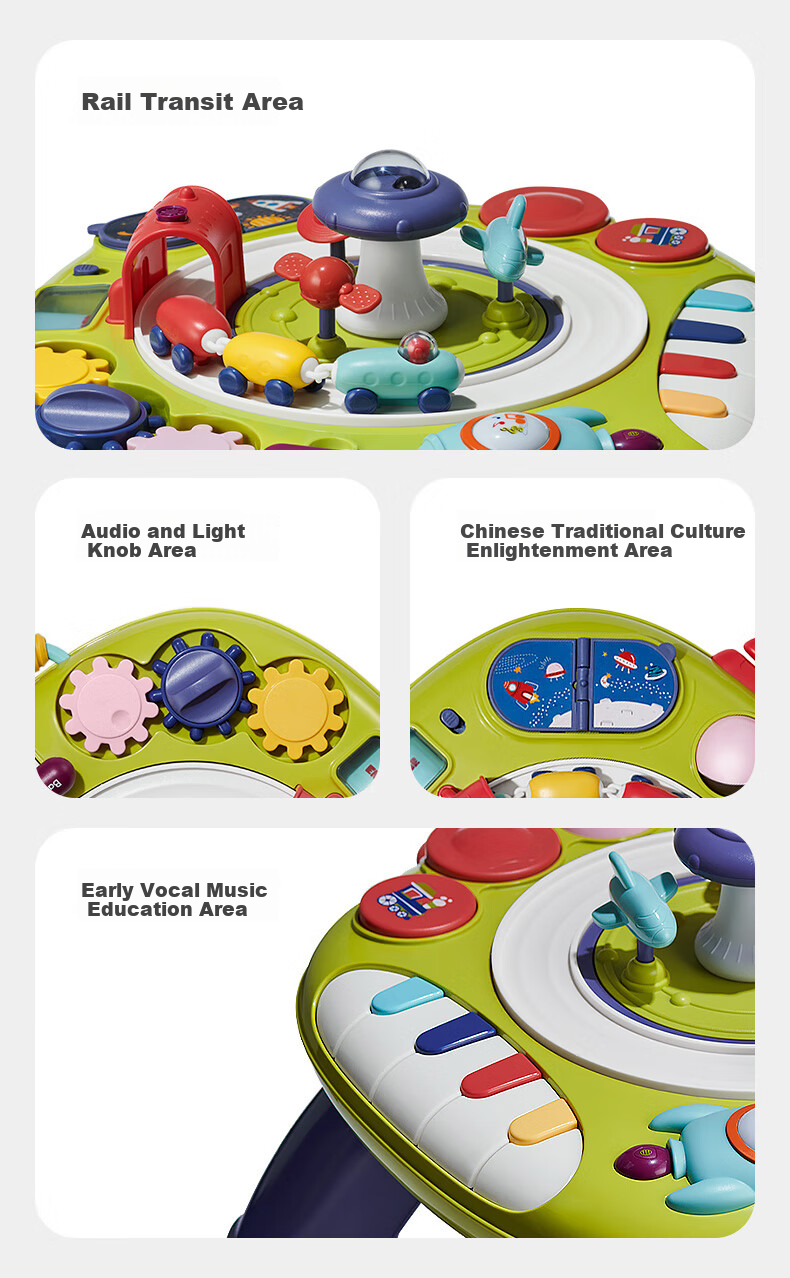 Babycare Learning Table, Children's Multifunctional Baby Toy, Multilingual Game Table with Dual-Sided Design, Cyan Gree 5