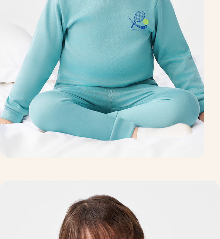 Badibadi Autumn Winter New Baby Toddler Fleece Lined Thermal Underwear Set Homewear Pajamas Blue Tennis Letter 160 8