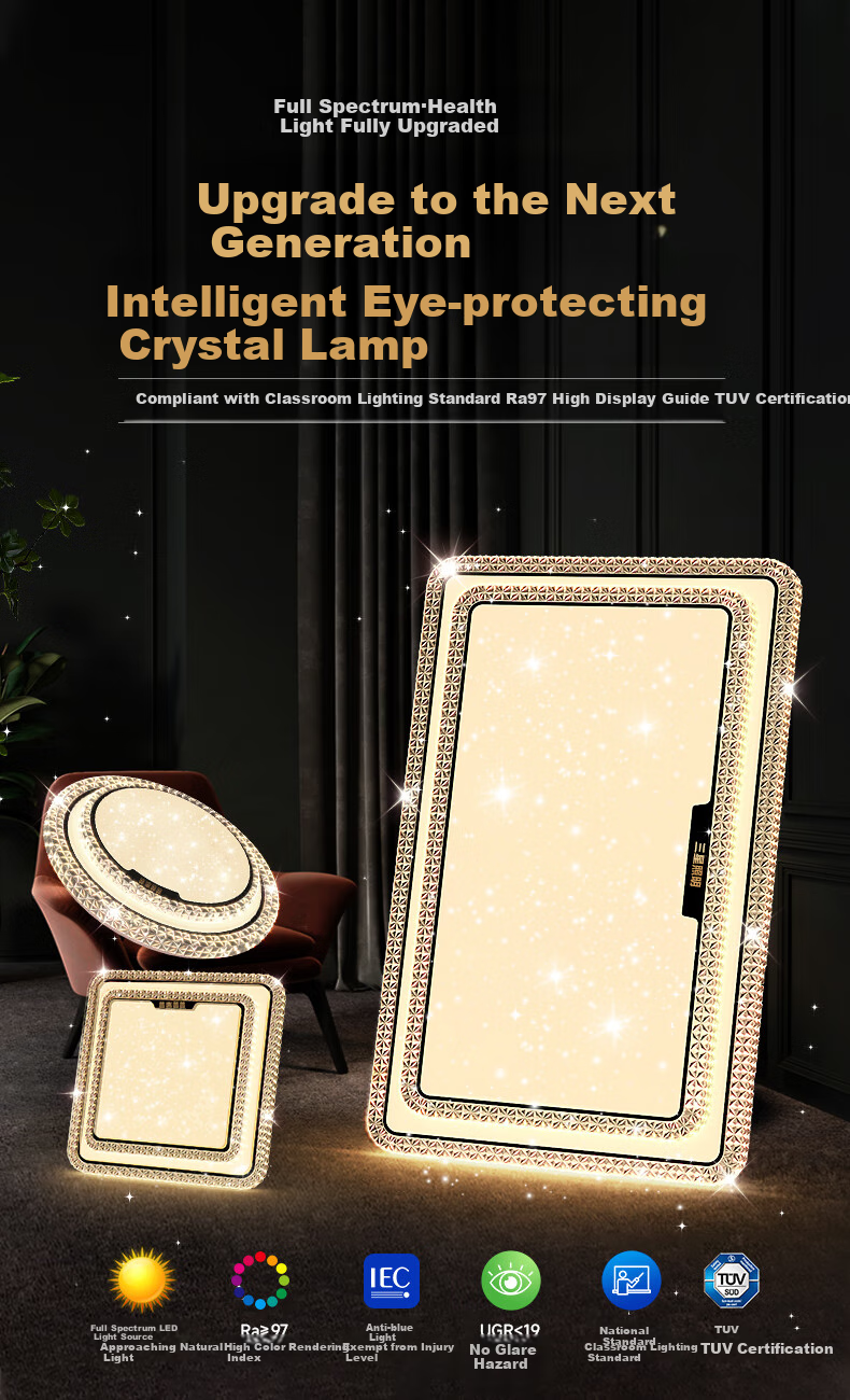 Sanxingzhaoming Anti-Blue Light American Pure Eye Protection Ceiling Light for Bedroom, Simple Luxury Crystal Smart Light for Master Bedroom And Secondary Bedroom 3