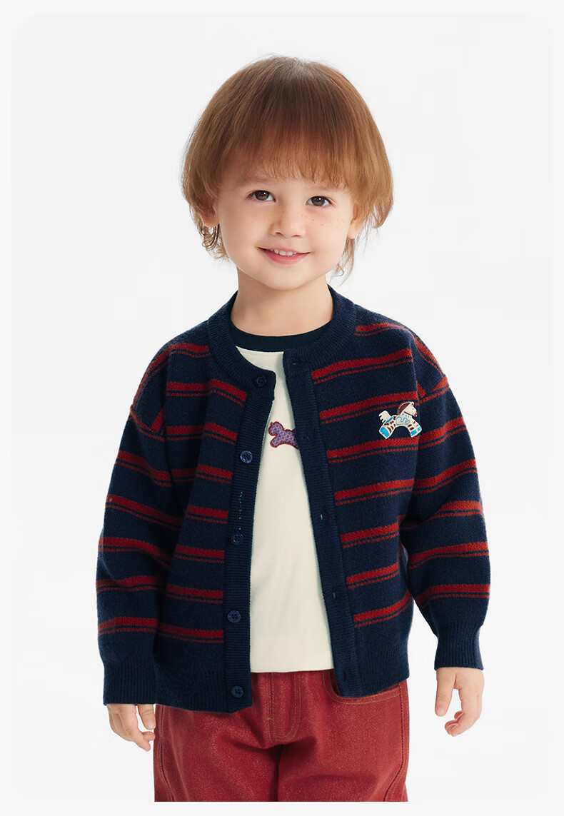 Ciciibear Boys' Thickened Anti-Static Pilling Sweater Cardigan Autumn Winter Striped Jacket for Babies and Girls 18