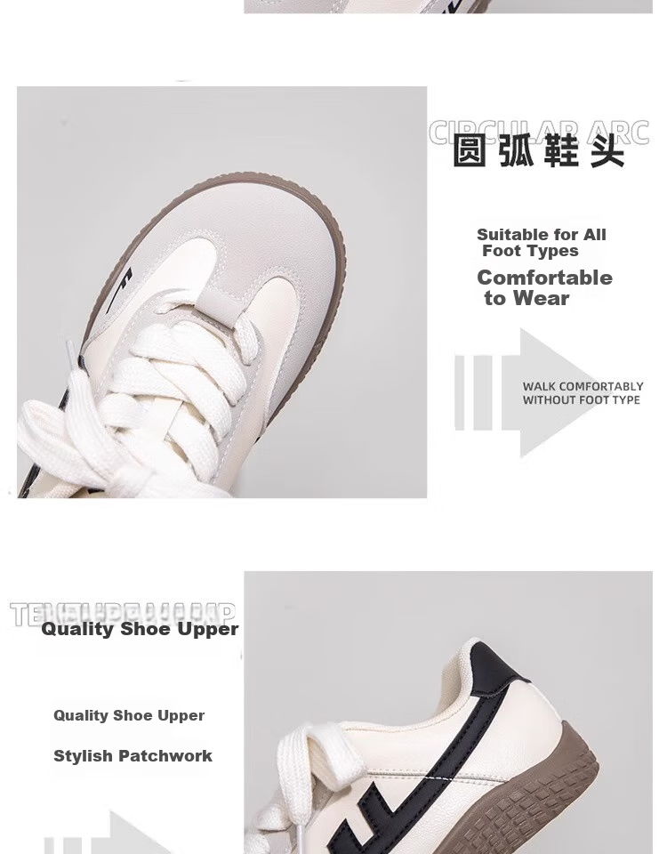 Warrior Women's New Dopamine Derby Shoes Thick Sole Versatile Sneakers Fashion Shoes Beige/Black Mesh Size 38 4