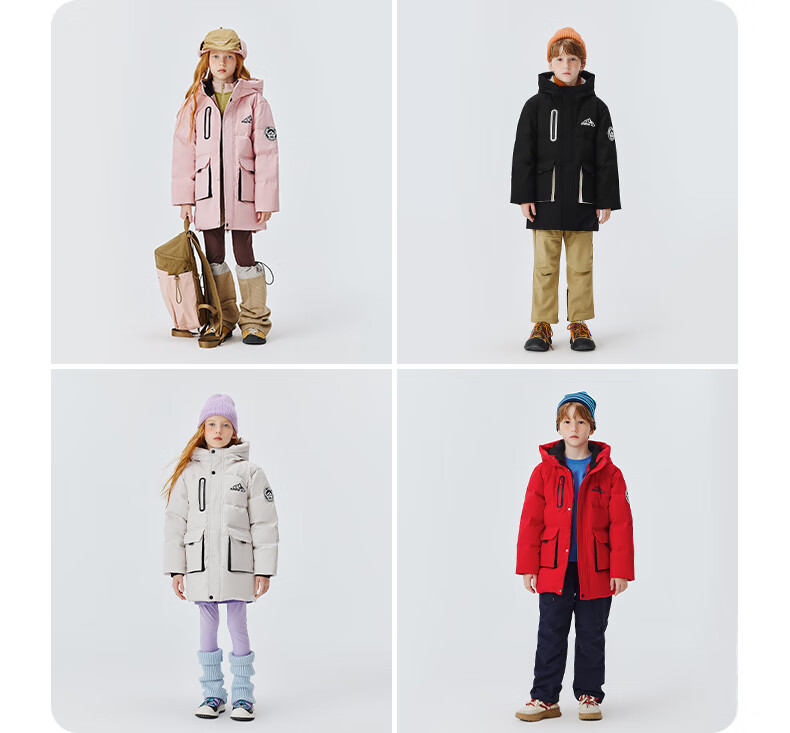 SNOWFLYING Kids Down Jacket Unisex Winter New Mid-Length Thickened Warm Large Children Down Coat Black 130 1