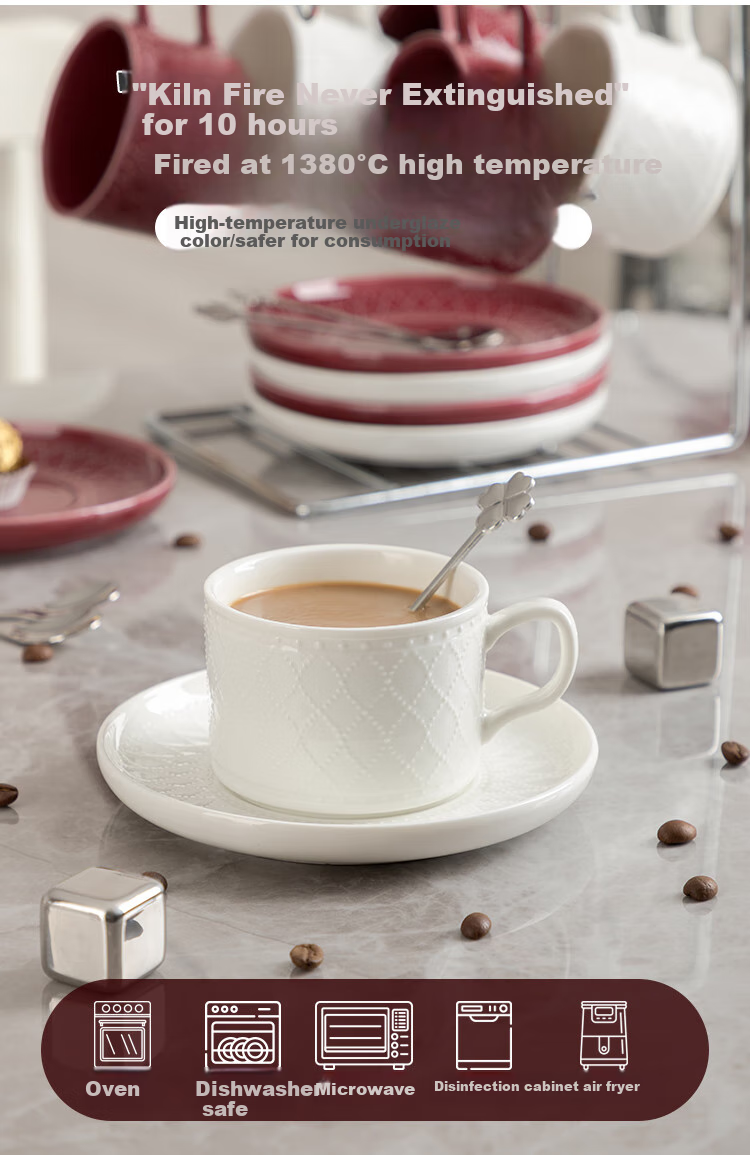 Banwushenghuo High-End European Style Coffee Cup Set with Ceramic Cups And Saucers, Luxurious Afternoon Tea Cups for Office And Home Use 9