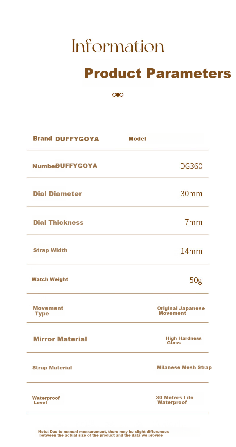 Dufeigeya DUFFY GOYA Women's Watch Brand, 2026 New Top Ten Famous Watches, Gift for Girlfriend, Practical And Thoughtful Present for Wife, World 15