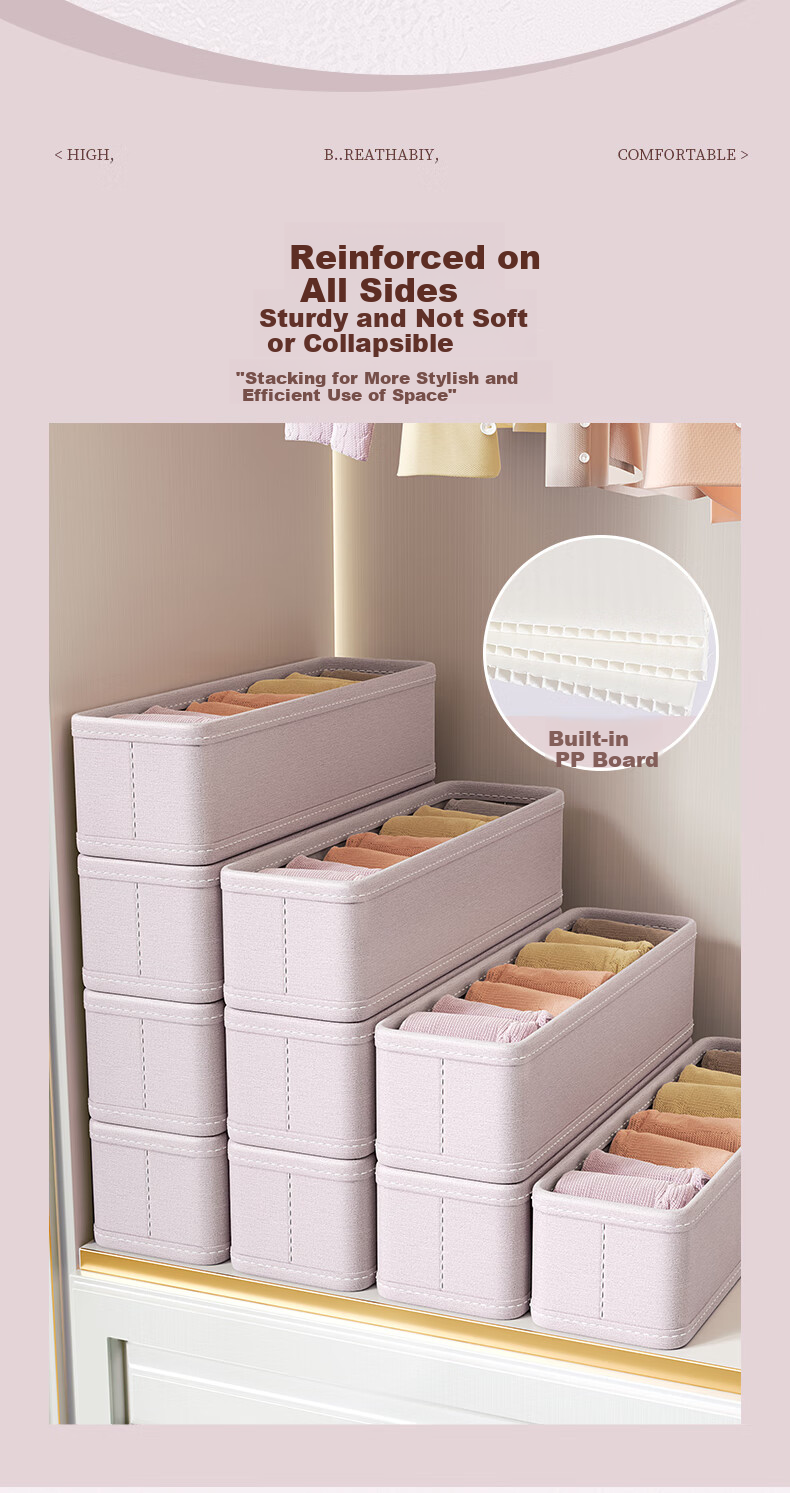 Bangnimeijia 2-Pack Underwear Storage Box, Foldable Drawer-Style Sock And Panty Organizer, Breathable And Moisture-Proof 4
