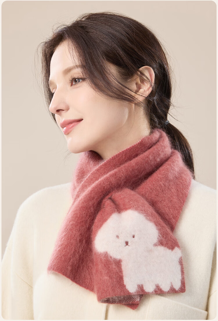 JIUMU Wool Blend Small Scarf Women Autumn Winter Warm Neck Warmer Lightweight Short Scarf 2