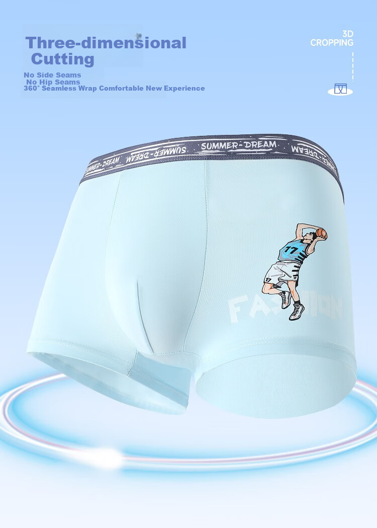 Bingxuemumian Teenage Boys' Underwear, Ice Silk, for Ages 12-16, Boxer Briefs, Summer Wear, Antibacterial Shorts for Older Childre 7