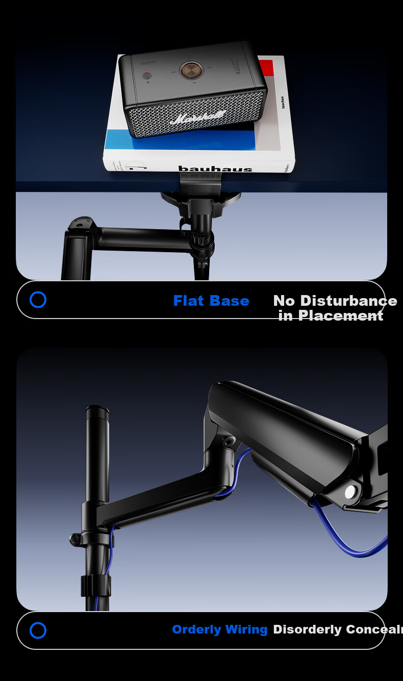 Brateck Beihu Monitor Stand, Inverted Mechanical Arm, Computer Stand Desktop Clamp Base, Inverted Screen Lifting Arm E350pd Black 17-32 Inch, Dormitory Suspended Bracket 18