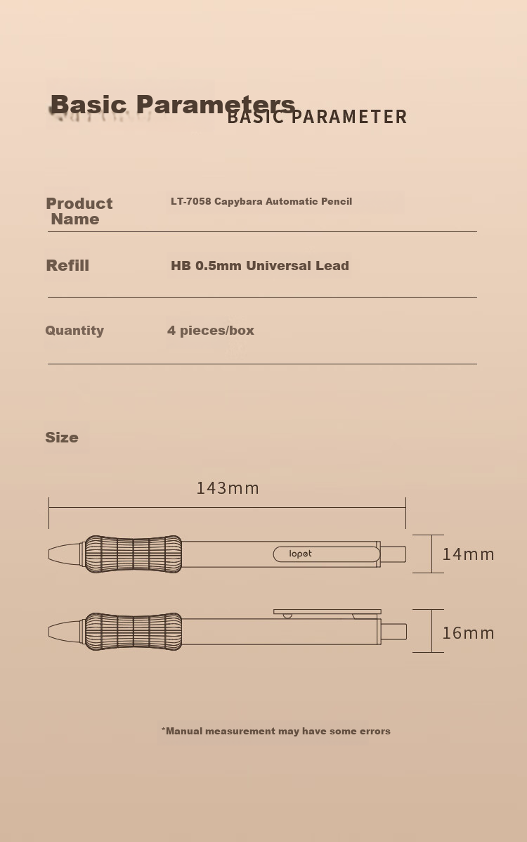 LOPET Capybara Automatic Pencil 0.5mm, Hand Guard Technology, Ultra-Soft Grip, Writing Comfortable, Buffer Anti-Breaking Lead, Drawing Pencil for Elementary Students, LT-7058 8