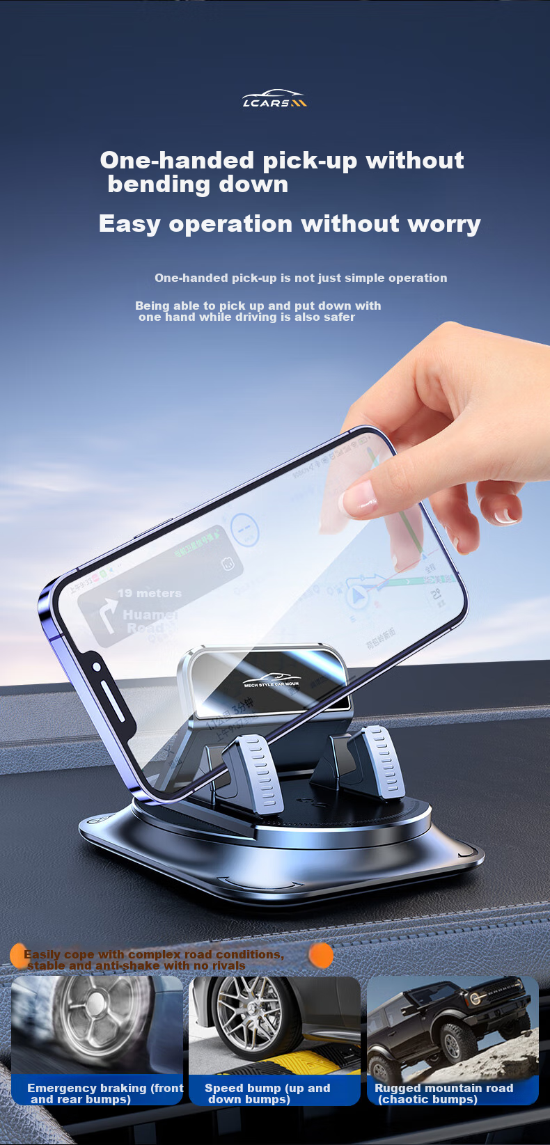 Dijialun Car Phone Holder, 2026 New Model, Center Console Suction Cup Mount for Dashboard, Universal Navigation Support Stand 4