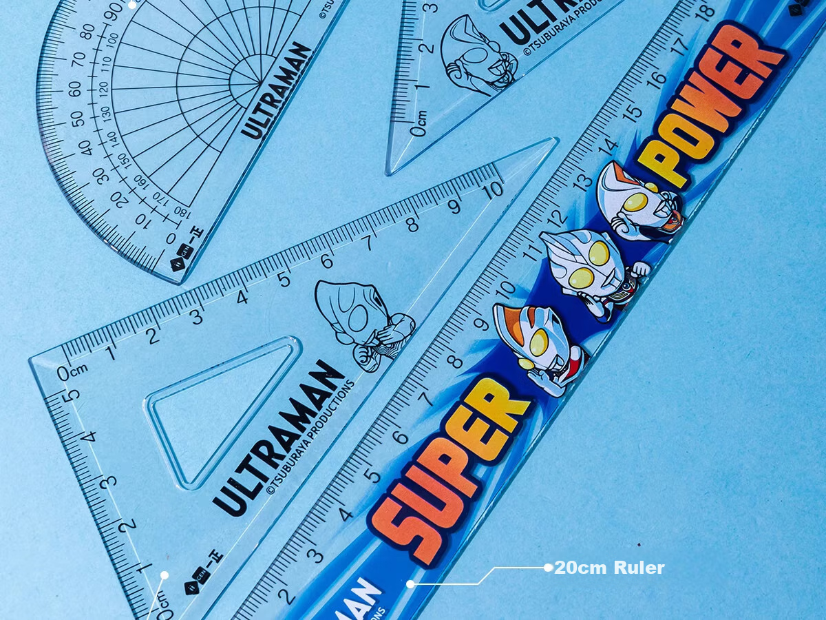 YI ZHENG Ruler Set, Stationery, First Grade Student Multifunctional Exam-Specific Protractor Drawing Measuring Geometry Scale Drawing Function Transparent Ruler, Ultraman YZ7310 7