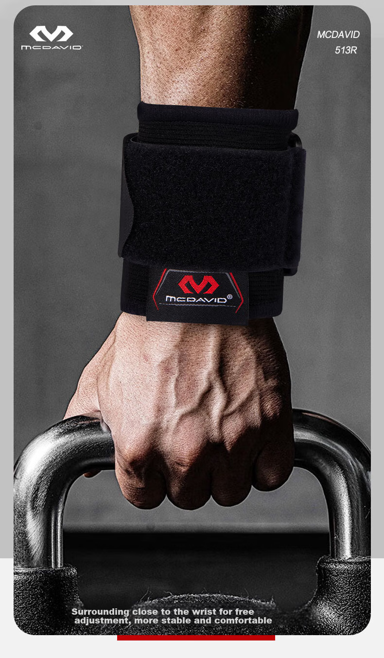 McDavid 513 Basketball Badminton Fitness Wrist Support Breathable Compression Band for Men And Women, Black, S/M 3