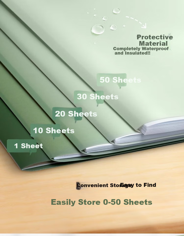 Shaonianban File Folder, Two-Page Document Organizer, Office Stationery, A4 Gradient L-Shaped Exam Paper Storage Bag, Waterproof Single Sheet Exam Paper Folder, Storage Folder, Resume Protective Cover, Blue, Pack of 5 6