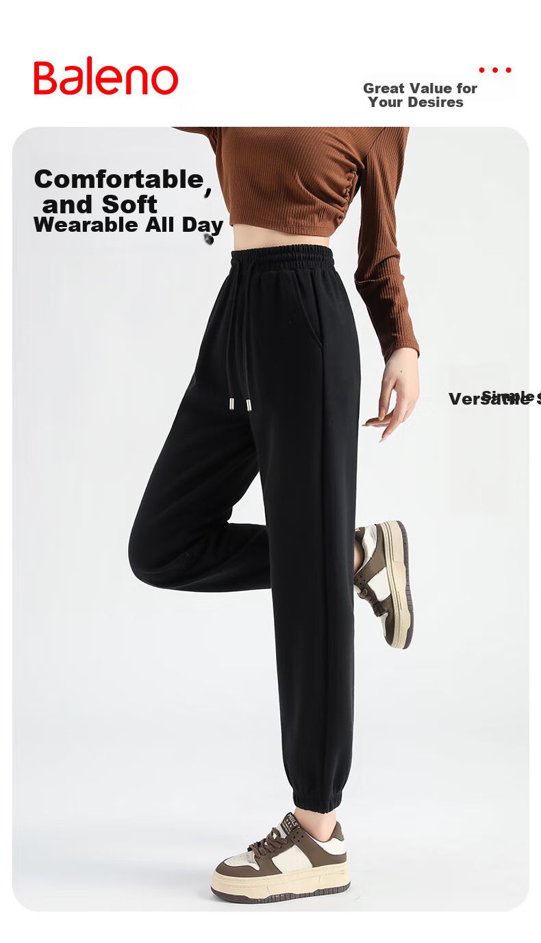 Baleno Heavy Elastic Ankle Pants for Women, New Spring And Autumn 2025 Style, Sporty Commuter Loose Versatile Casual Joggers 2