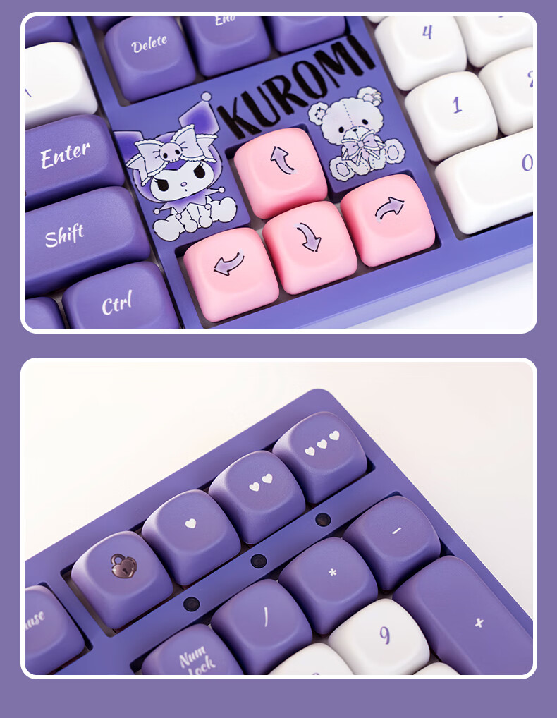 AKKO 3108 V3 Kuromi Collaboration Wired Mechanical Keyboard 108-Key Hot-Swappable Gaming Keyboard Office Keyboard Monochrome White Backlight High-Aesthetic Gift for Girls 8
