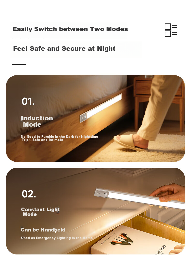 Oppein Smart Sensor Cabinet Wardrobe LED Human Motion Light Bedside Corridor Entrance Light 6