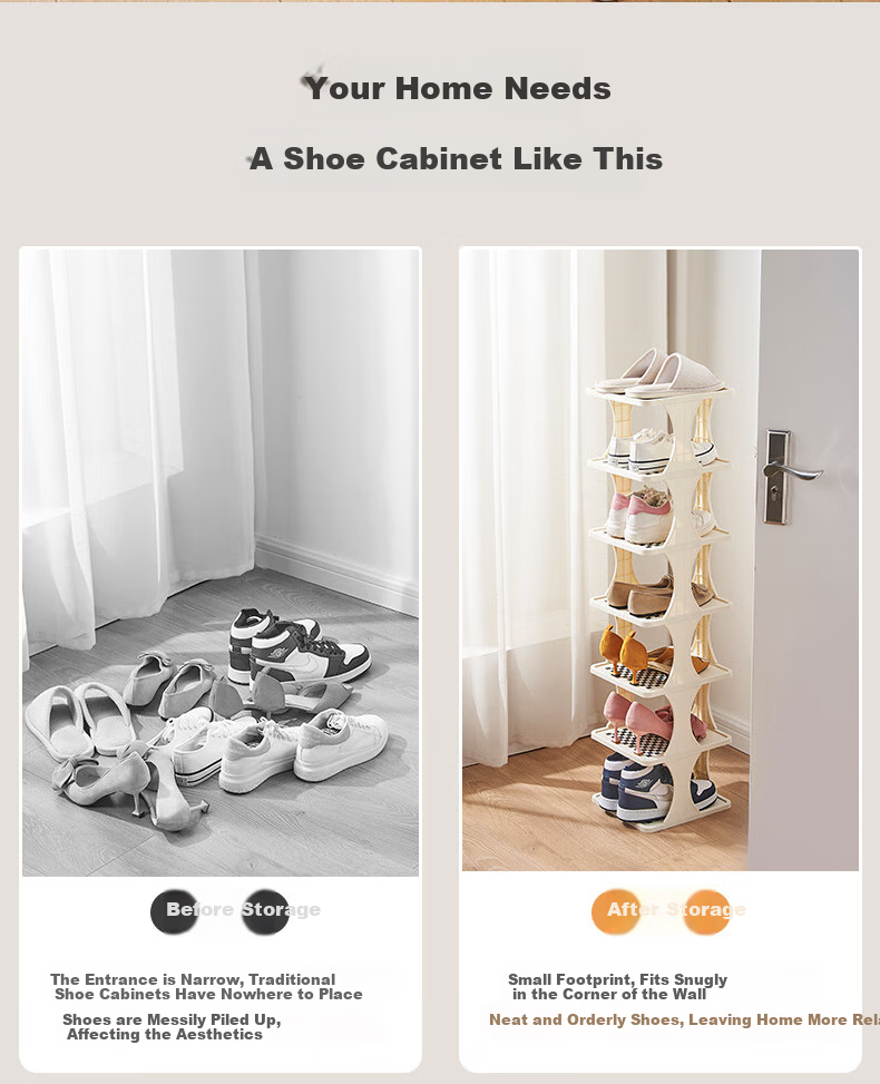 Yijia Shoe Rack, Simple Shoe Rack, Multi-Layer Shoe Cabinet for Home Entrance And Foyer, Checkered Pattern - Seven Layers - Widened Versio 2