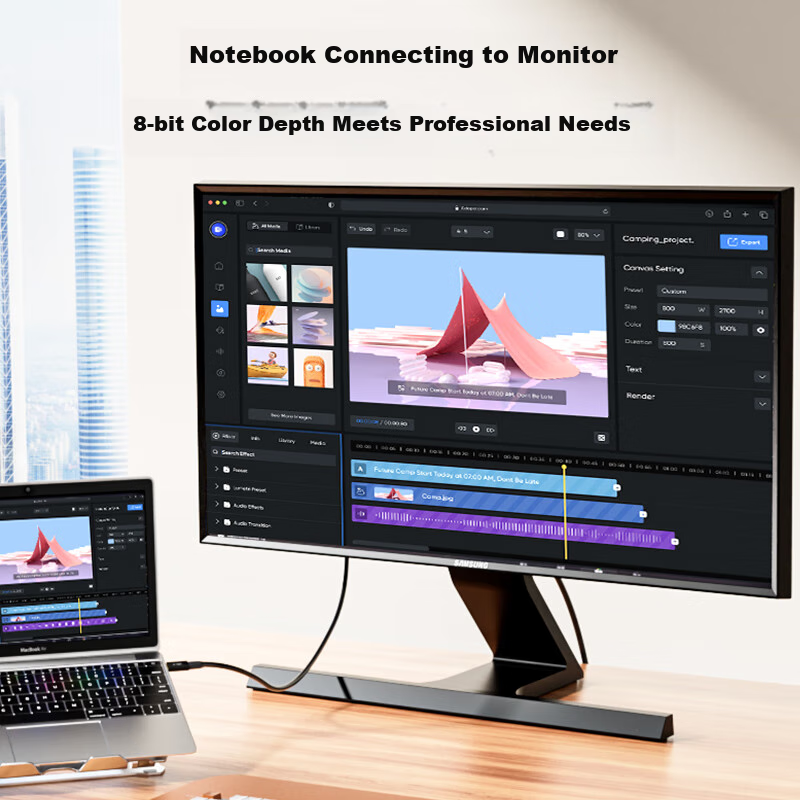 Кабель-адаптер ZLEUE Type-C на HDMI, Thunderbolt 4/5, USB-C, 4K HD, 1 метр, Z107C