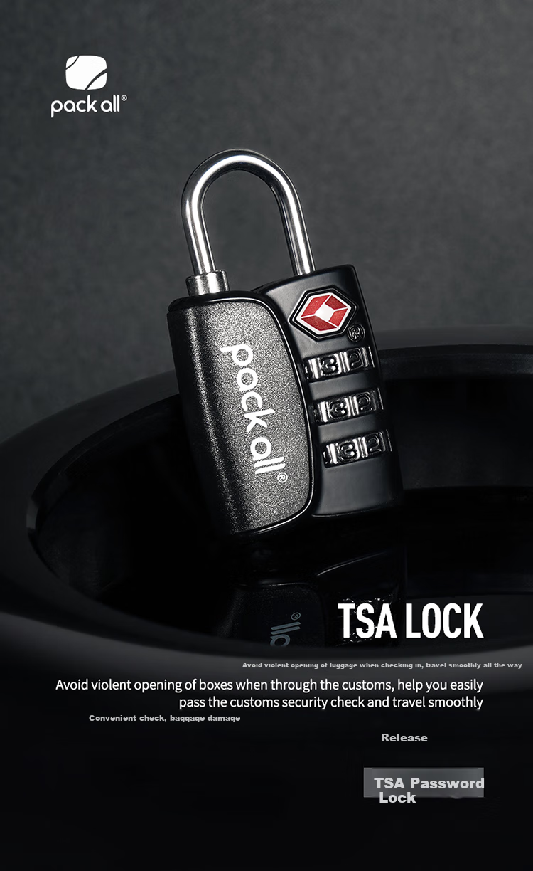 Pack All Travel Combination Lock, Three-Digit TSA Lock, Luggage Anti-Theft Lock, Dormitory Cabinet Password Lock Padlock, Black 1