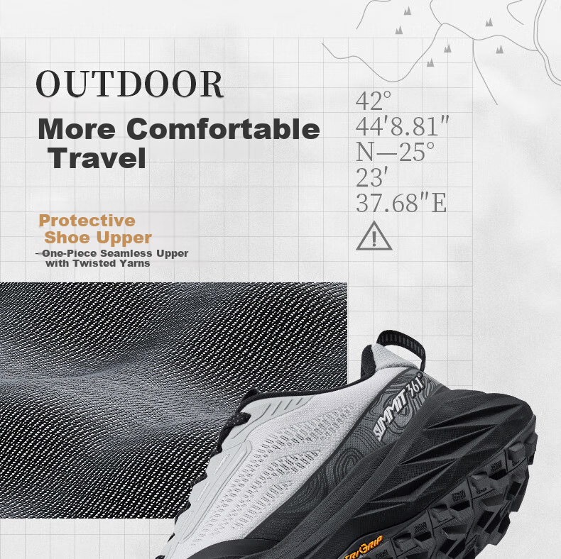 361° Men's Sports Shoes, Breathable Yushan 3 Outdoor Hiking Shock-Absorbing Wear-Resistant Running Shoes for Spring And Summer, Model 672532214-1 3