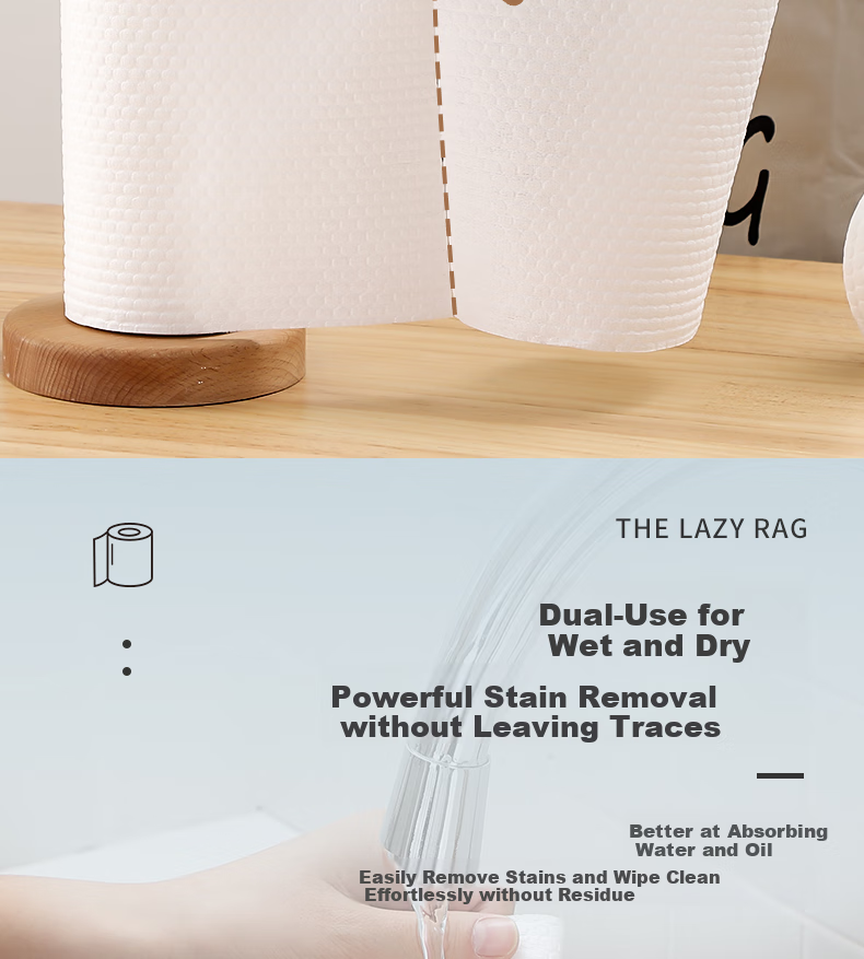 Tinghao Disposable Cleaning Cloths, 200 Sheets Per Roll, 4 Rolls, Thickened Kitchen Dishwashing Cloths, Cleaning Rags, Stain Removal, Absorbent, Wet And Dry Use 10