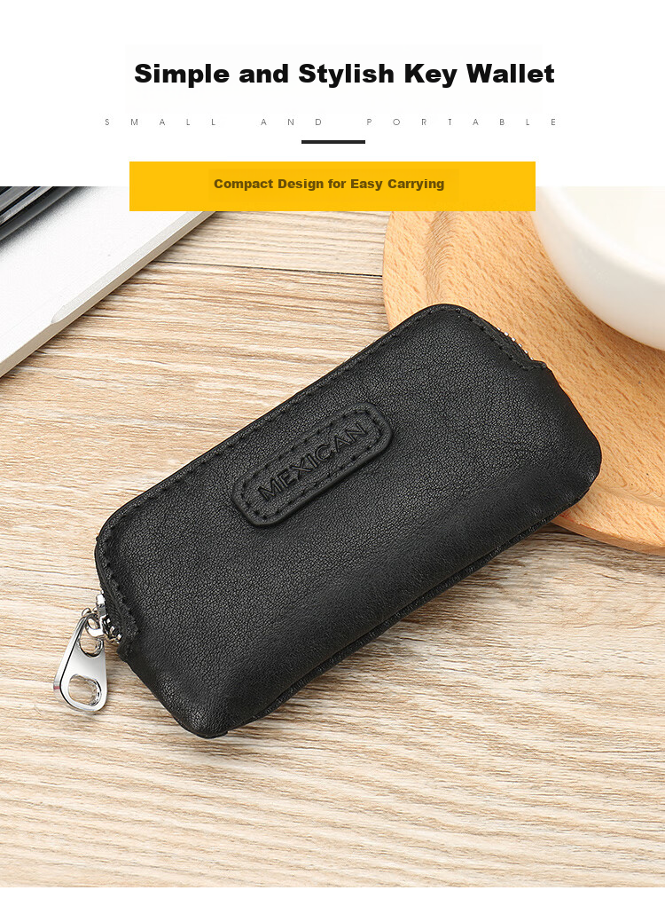 MEXICAN Car Key Case for Men And Women, Top-Grain Leather, Large Capacity, Multifunctional, Coin Purse, Lightweight, Home Use, Access Card Holder 2