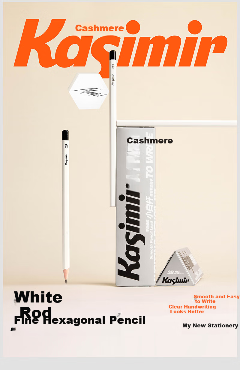 Kasimir White Pencils for Elementary School Students' Exams, Card Marking Pens for Kindergarten Beginners, Hexagonal Pencils for Handwriting Practice, HB15 Pencils*2 Boxes + 2B15 Pencils*1 Box 1