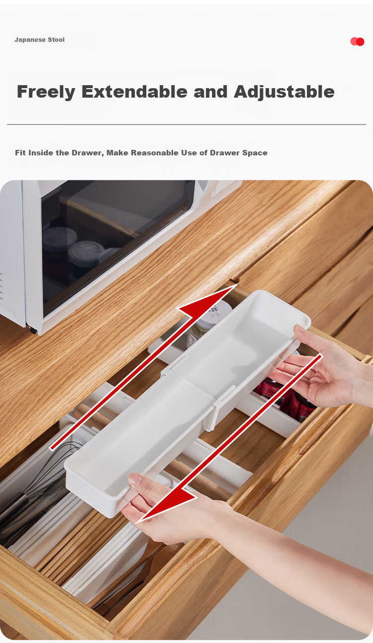 Youjialiangpin 2-Pack Drawer Divider Storage Box, Extendable Kitchen Organizer, Desktop Cosmetic Storage Container, Categorized Storage 4