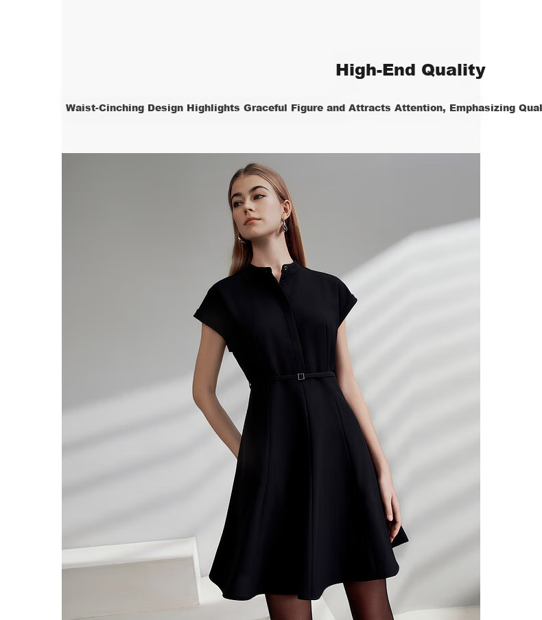 G2000 Delivery Waistband/multidirectional Elasticity/mall Same Style Women's Spring And Summer Elegant Dress, Black, L/38 2