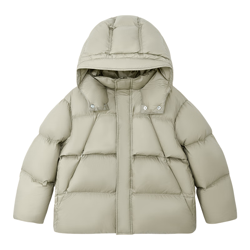 Zuo Xi Girls' Down Jacket Winter 2025 New Children's Three-Proof Hooded Puffer Coat Three-Proof Outerwear Bean Green 140