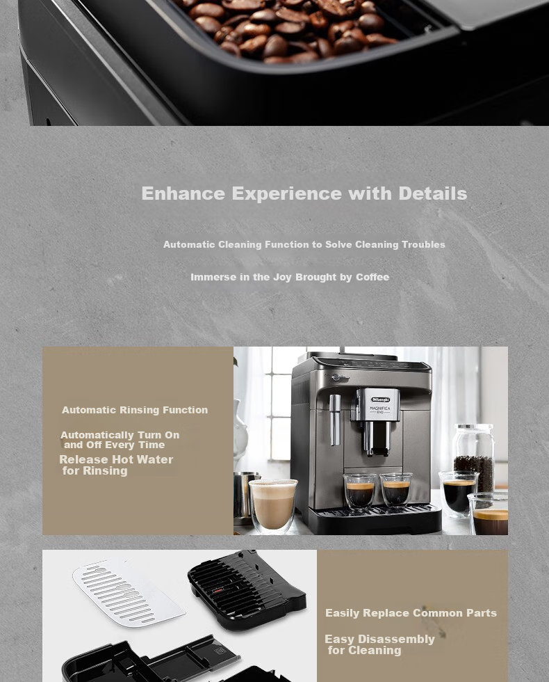 Delonghi Imported Italian Fully Automatic Coffee Machine E MAX Home Use Bean And Ground Coffee Dual-Use Simple Control Manual Milk Frother System 13 Grinding Levels Automatic Cleaning EMAX One's Member 12