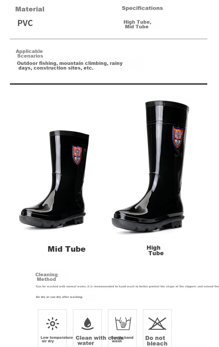 Huili Rain Boots for Men, Waterproof Outdoor Wear-Resistant Rubber Shoes, Non-Slip Rain Boots, Overshoes HL822866 High-Top Black Size 40 4
