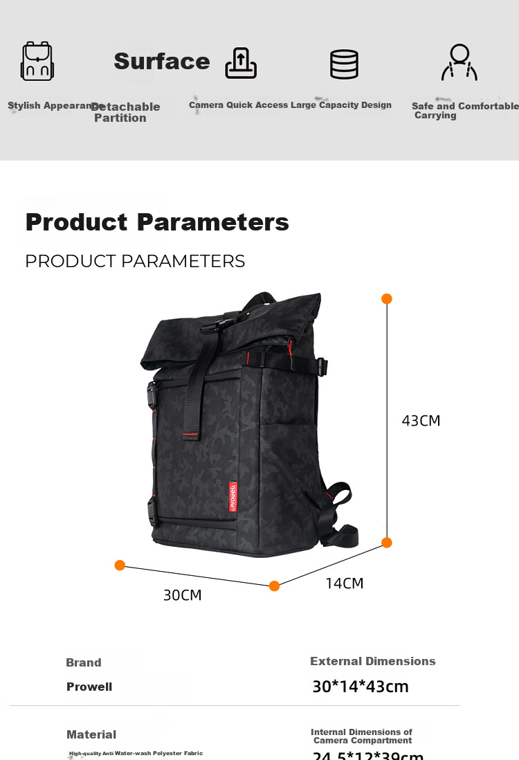 Pulewei Camera Backpack, Multifunctional Professional DSLR Photography Bag, Outdoor Hiking Large Capacity Portable Multi-Functional Lens Backpack 2