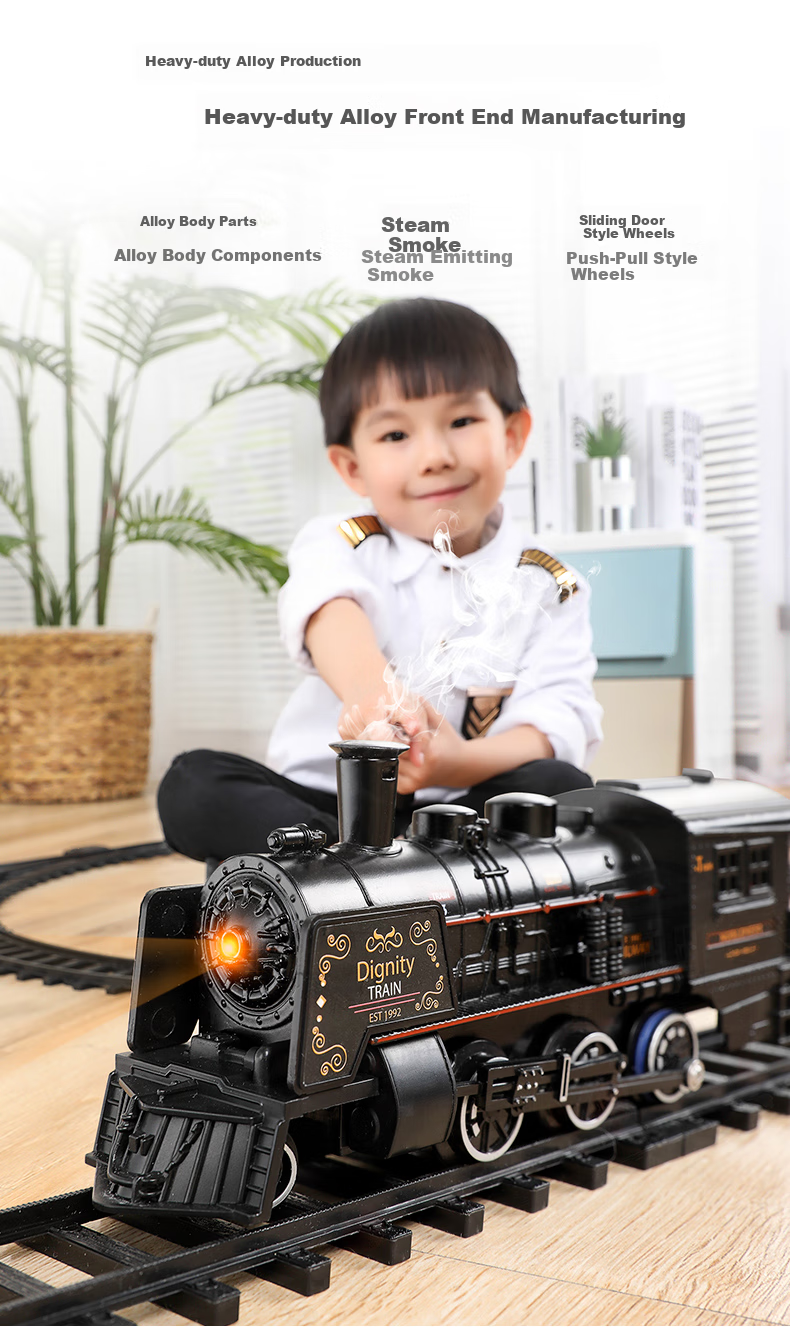 Snaen Children's Train Toy, Boys And Girls Retro Steam Train Track Set, Birthday Gift for Ages 3-6 5