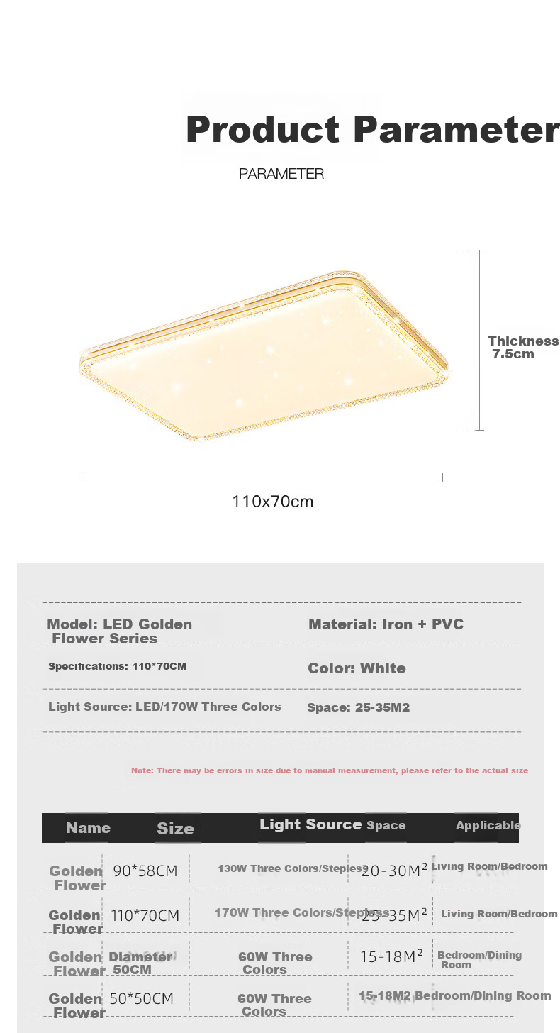 MICOE LED Ceiling Light Luxury Eye-Care Light Source for Living Room Bedroom Dining Room 24