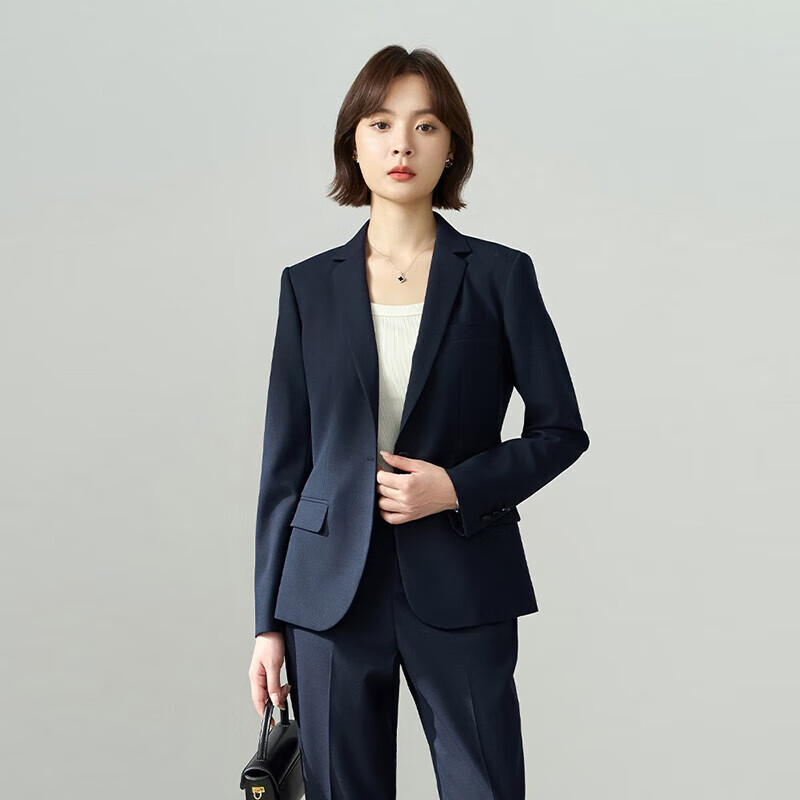 Miss Bird Navy Blue Formal Suit Women's Professional Petite Interview Outfit High-End Blazer