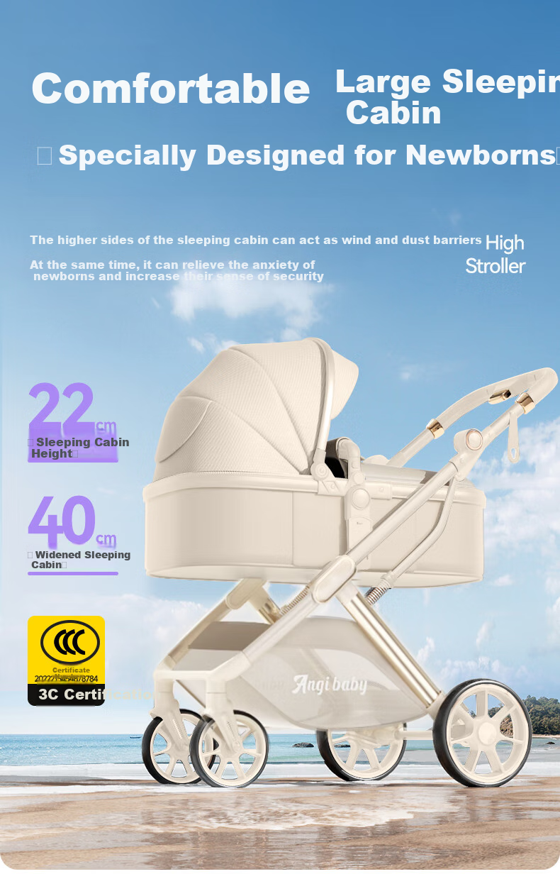 ANGI BABY Stroller, Can Sit And Lie Down, Lightweight And Foldable, High Landscape Baby Carriage, Newborn Pushchair 1