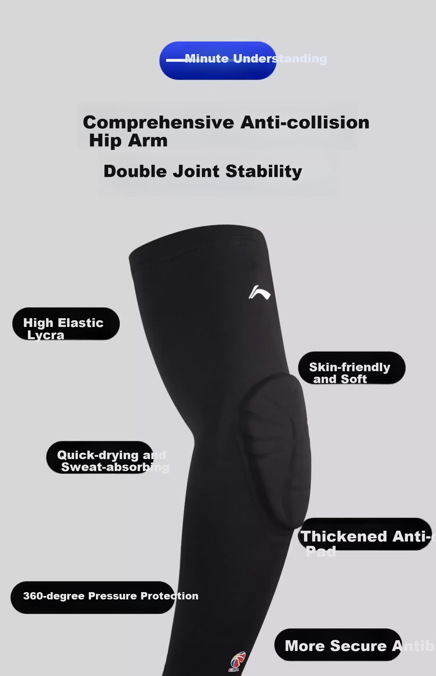 Li-Ning Sports Elbow Guard, Anti-Collision, for Men And Women, Protective Basketball Badminton Arm Brace, Compression Elbow Support 7