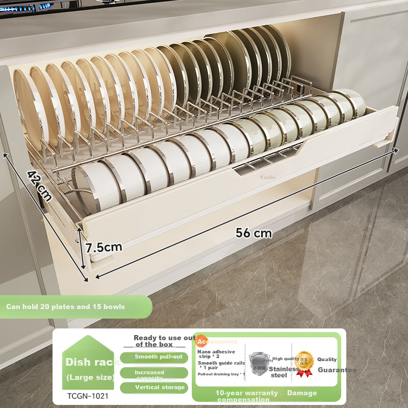 Shuaishi Dish Rack, Kitchen Pull-Out Basket, Cabinet Bowl Holder, Drawer Organizer, Draining Rack, Sink Drawer, Pull-Out Bowl And Plate Storage Rack
