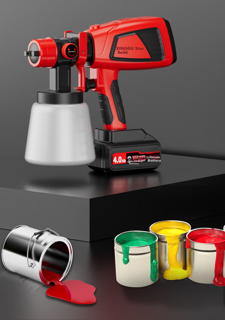Xinggu Electric Paint Sprayer, Latex Paint Sprayer, Lithium Battery Paint Gun, Wall Painting Tool, Handheld Spray Bottle, High Atomization Single 2