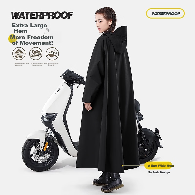 Beimei Long Raincoat Full-Body Protection against Heavy Rain for Electric Bikes, Scooters, Motorcycles, Adult Outdoor Riding Poncho for Men And Wome