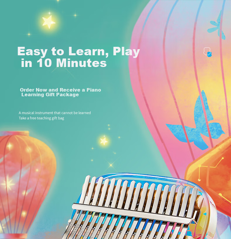 Qiangu 21-Key Kalimba, Acrylic Painted Cartoon Thumb Piano, Children's Musical Instrument, Christmas And Birthday Gift 8