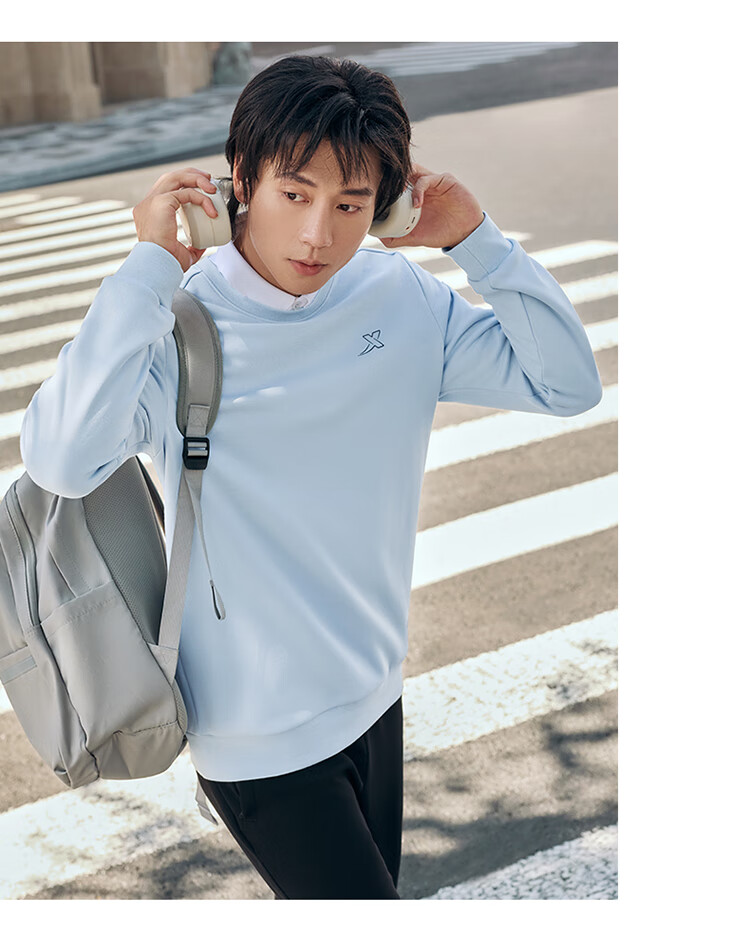 Xtep Men's Sports Hoodie Fashionable Versatile Outdoor Pullover Trendy Student Sweatshirt 35