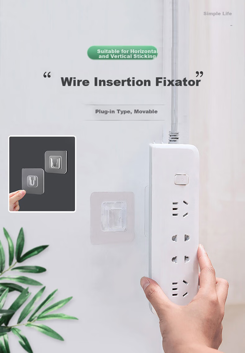 Miaoxinsi Invisible Hook And Loop Adhesive, No Drilling Power Strip Holder, Transparent Hook, Strong Adhesive Wall-Mounting Clip 1