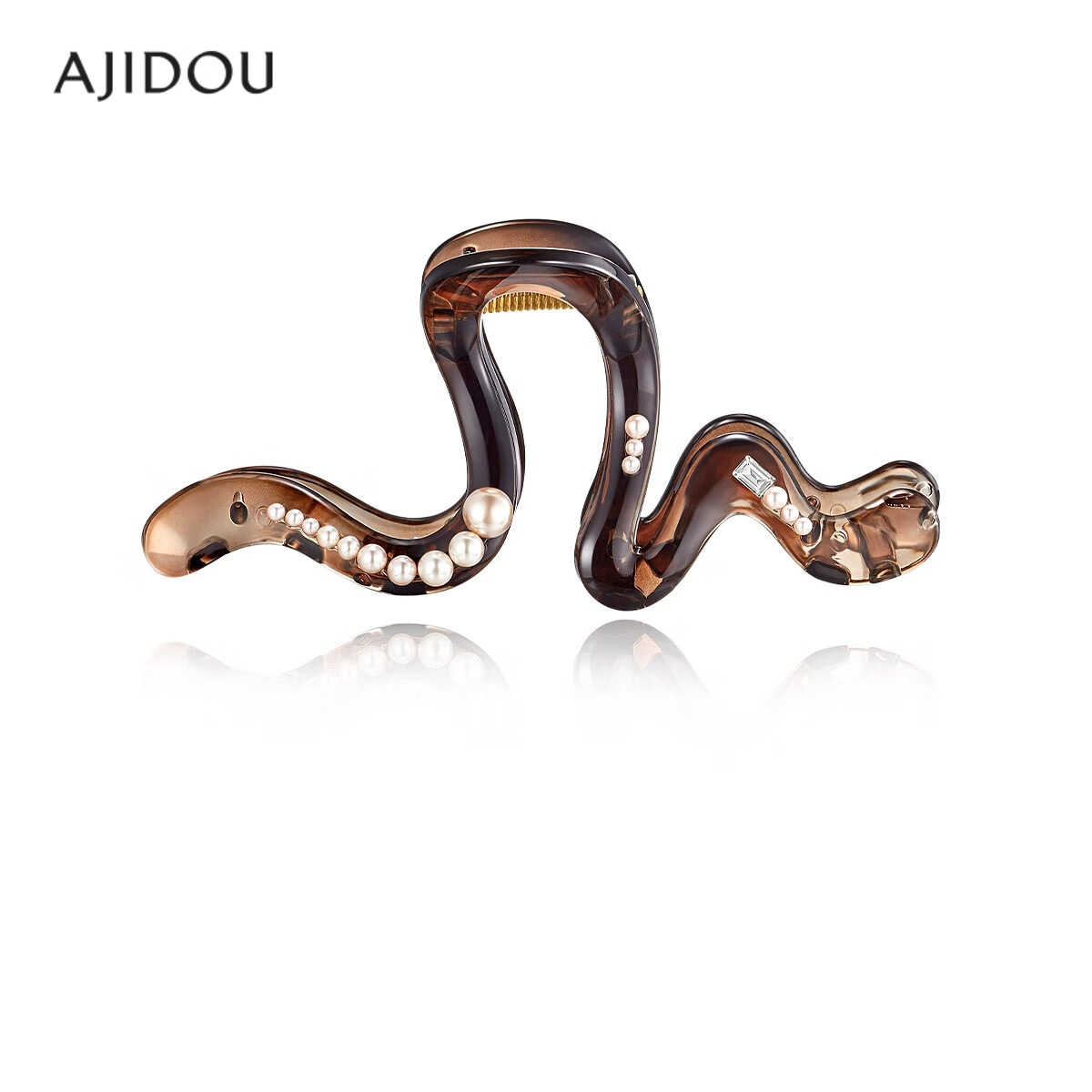Aji Bean Women's Hair Clip Small Niche Design Wavy Imitation Pearl Large Claw Clip French Minimalist Back Head Shark Clip