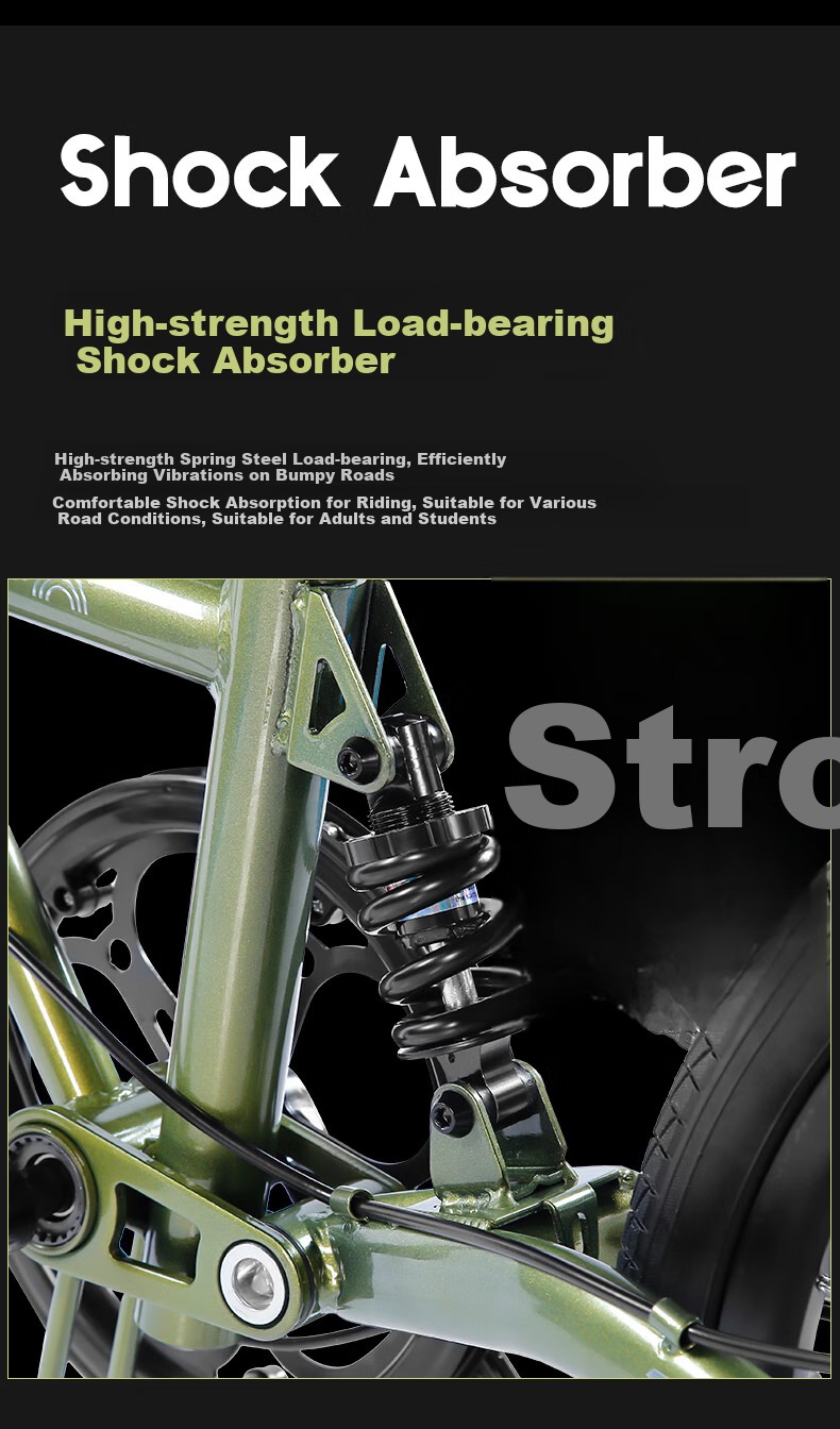 FOREVER Folding Soft Tail Shock-Absorbing Bicycle with 7-Speed, 22-Inch, for Men And Women, Adult City Scooter, Student Bike, Gree 5