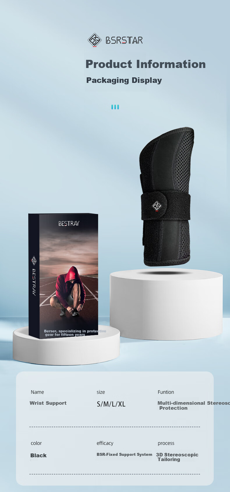 Bestray Wrist Brace, Anti-Sprain Wrist Support, Professional Wrist Guard for Fractures, Splint, Rehabilitation Medical Wrist Joint Sleeve 10